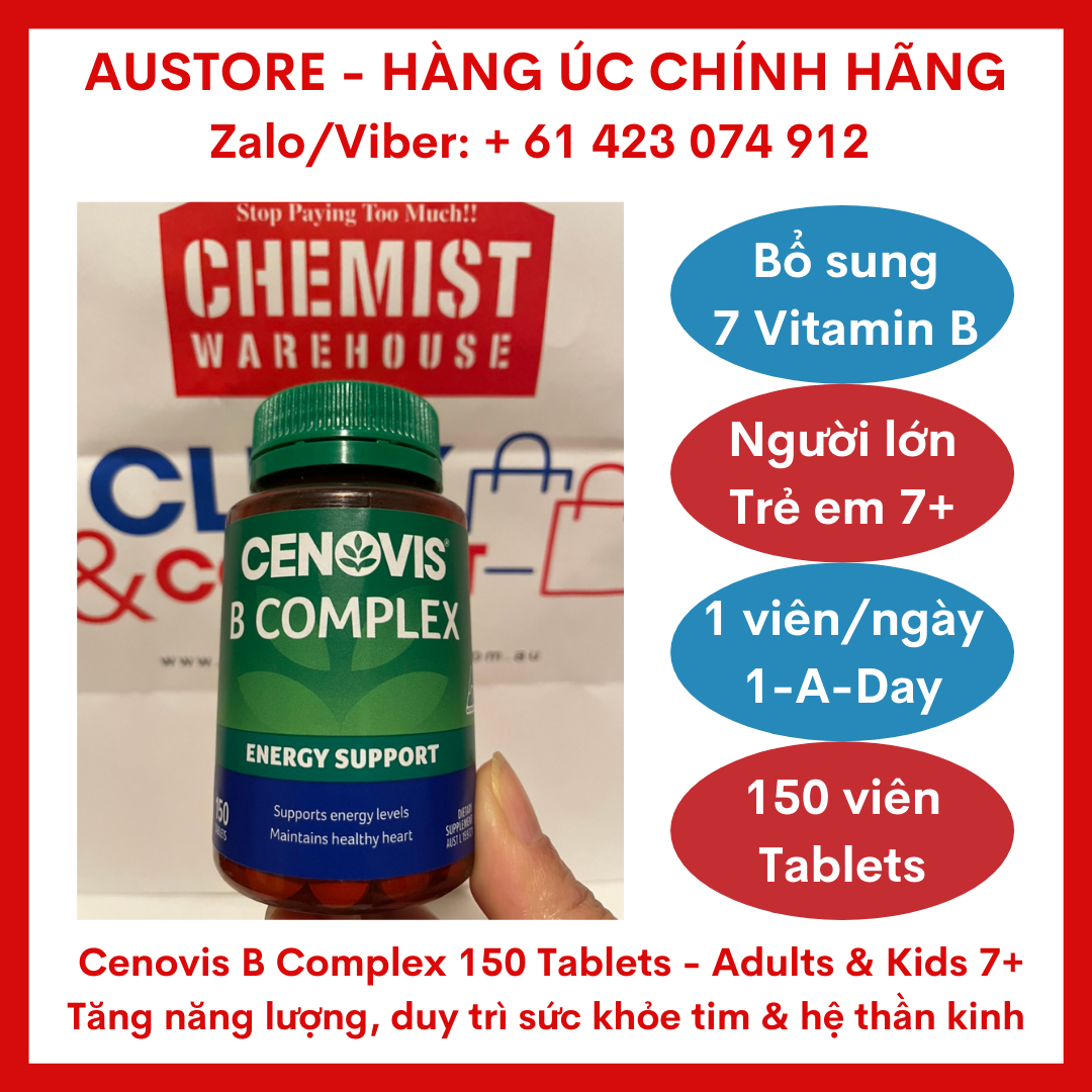 [Bill Úc, Date mới] Cenovis B Complex 150 Tablets - Cenovis B Complex 150 viên của Úc bổ sung 7 vitamin nhóm B thiết yếu