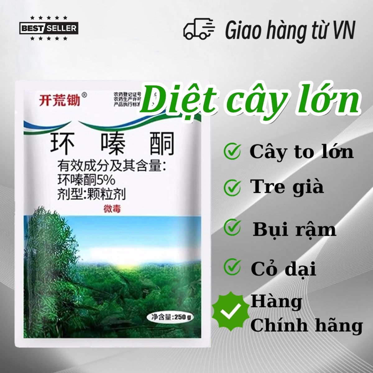 Thuốc diệt cây lớn, diệt bụi tre già, diệt cỏ dại, chỉ cần rắc quanh gốc diệt cây to