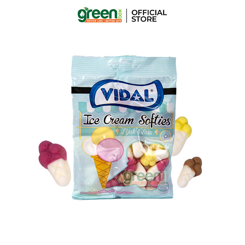 Vỉ 4 kẹo dẻo nước ép trái cây hình cây kem Vidal Tây Ban Nha 80g không chất béo chuyển hóa