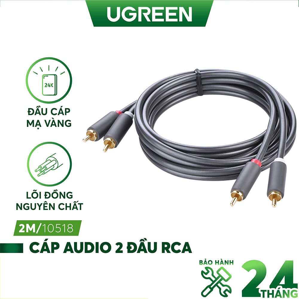 Dây cáp AV 2 đầu hoa sen RCA dài 2M Ugreen 10518
