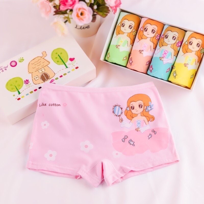 Combo 5 quần chip đùi bé gái, quần lót bé gái chất cotton