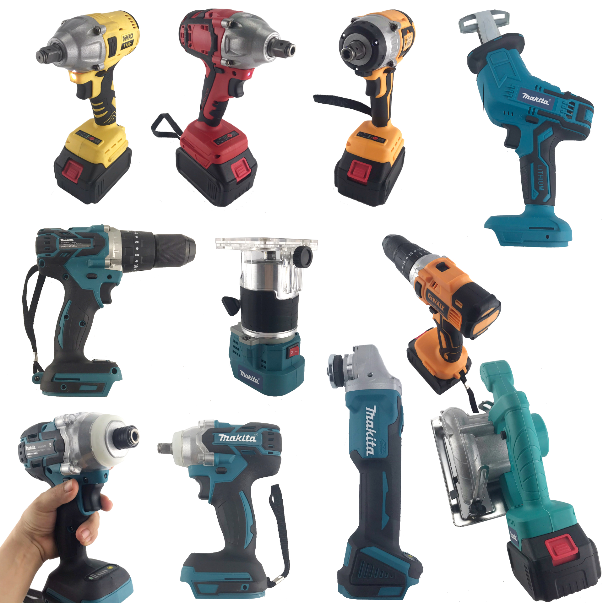 Thân máy khoan, mài, cắt, máy phay gỗ, bắn vít, siết mở bulong, máy cưa kiếm các loại (chân pin Makita)