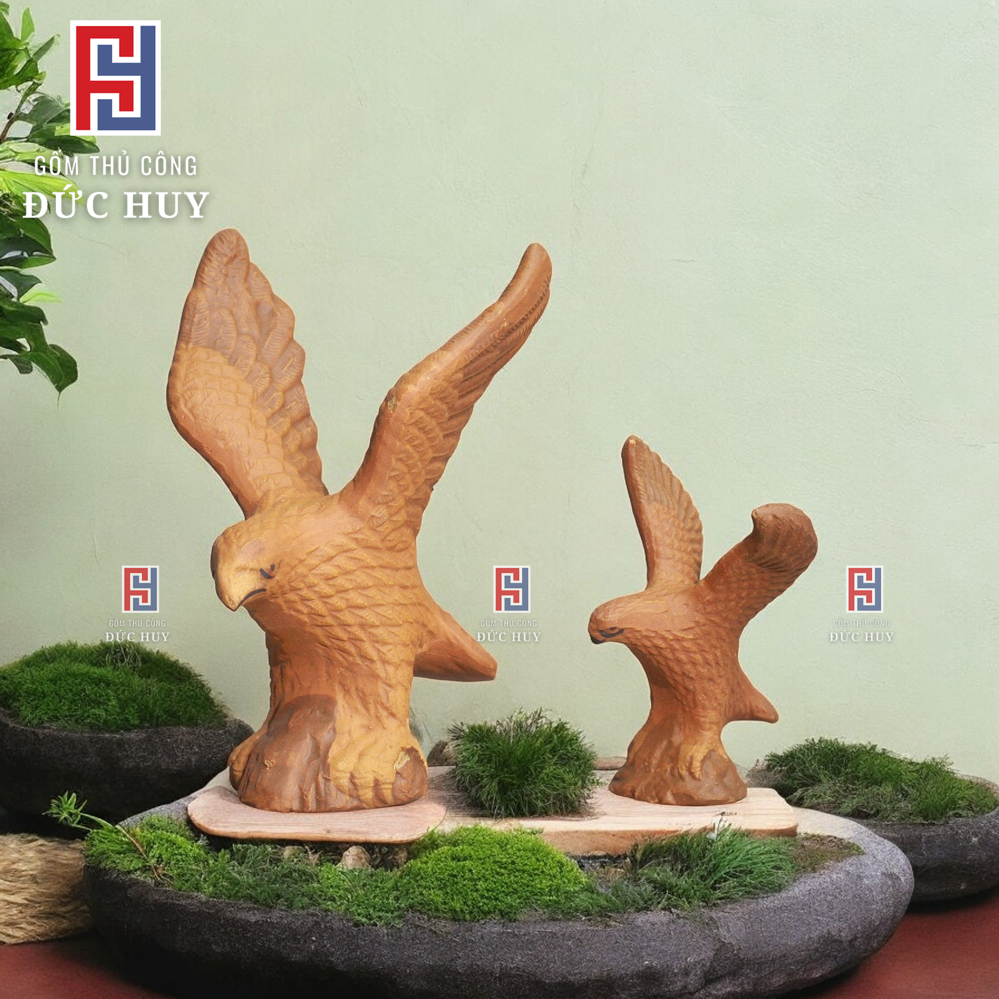 Tượng Gốm Đại Bàng Mini - Trang Trí Hòn Non Bộ - Tiểu Cảnh - Bể Cá