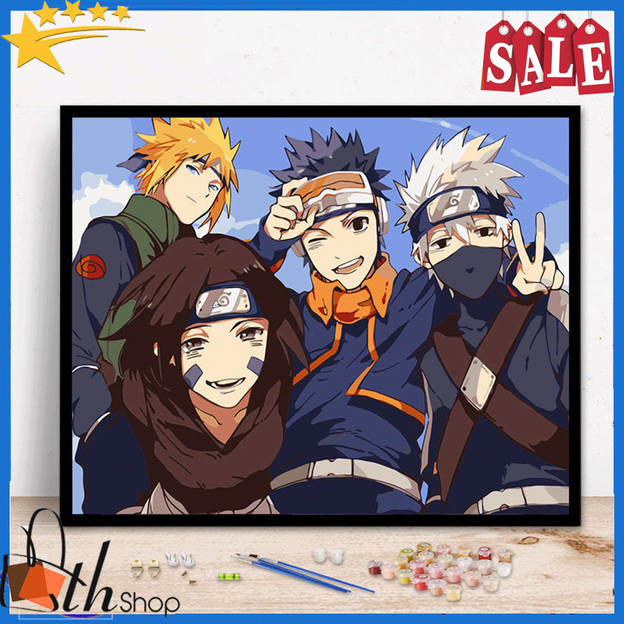 [CÓ KHUNG- CỠ LỚN] Tranh tô màu theo số sơn dầu số hóa Tranh hoạt hình Anime Doremon Nobita, naruto. tranh trang trí treo tường kích thước 50x40cm