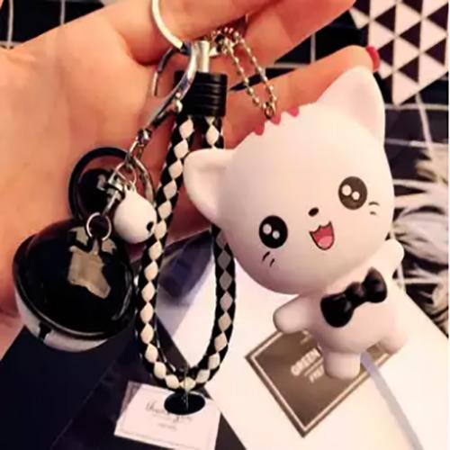 Móc khóa mèo nơ đen kèm chuông và dây móc khóa mèo khóa khóa mèo dễ thương móc khóa