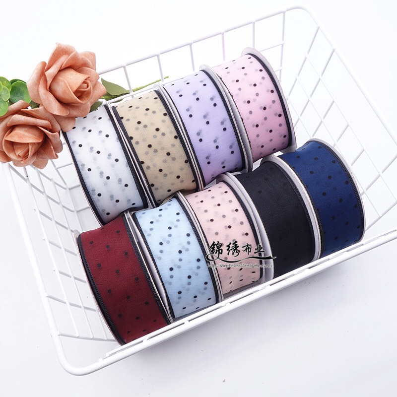 Ruy băng voan chấm bi 3,8cm