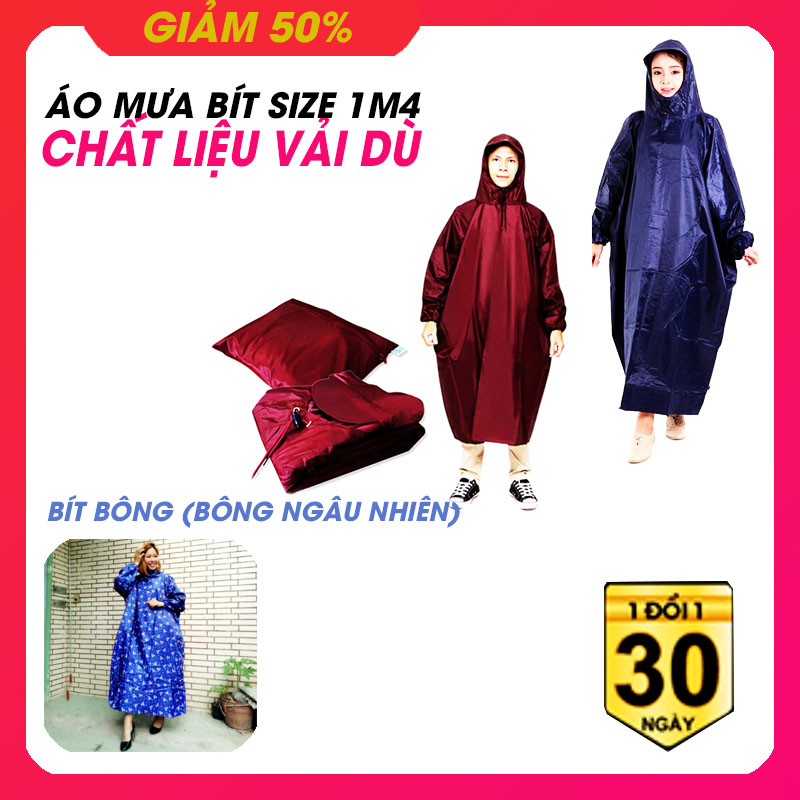 Áo Mưa bít khổ 1m4 Áo chất liệu vải dù năng 0.9 kg rất bền chông thống tuyệt đối bền đẹp