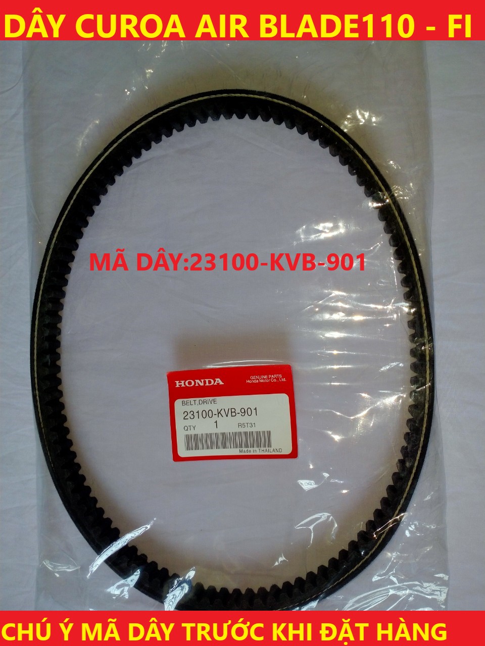 Dây curoa honda ab110/ airblade110. Dây đai xe ab110, airblade110 zin thái