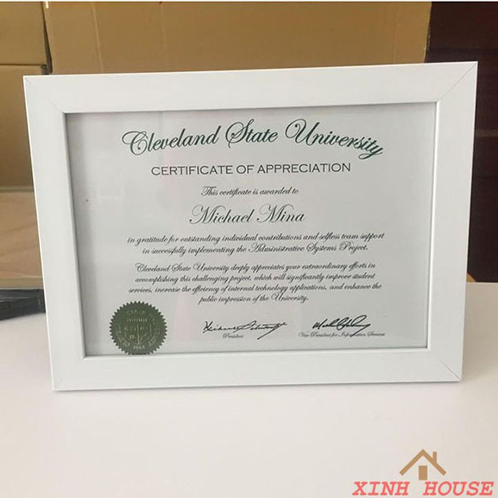 Khung ảnh đẹp Bằng Khen A4 trắng trơn MẶT MIKA TREO TƯỜNG (21x30)