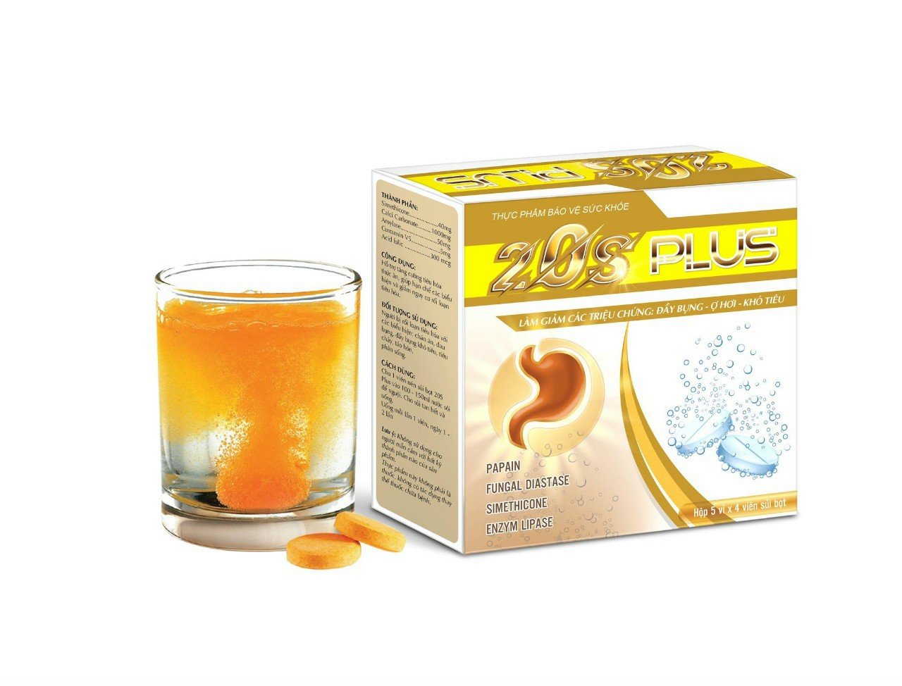Viên sủi dạ dày 2s plus hỗ trợ giảm đau dạ dày, tá tràng,giúp tăng cường tiêu hóa, giảm đầy hơi, chướng bụng, ăn chậm tiêu - t&t pharma