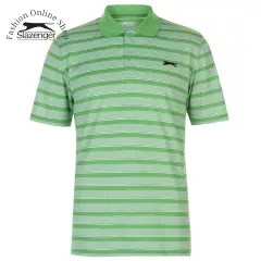 Áo thun nam Slazenger Stripe Polo (màu Green) - Hàng size UK