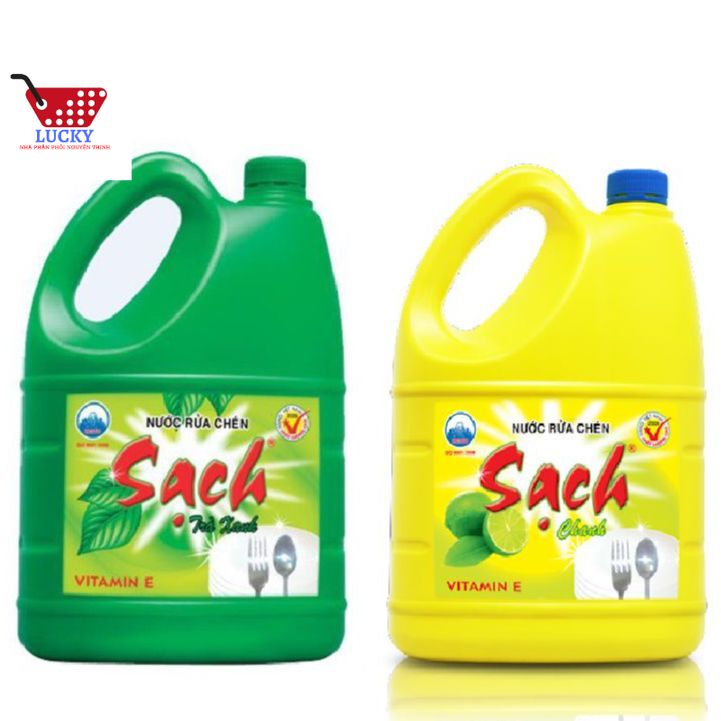 Can nước rửa chén net sạch 4kg vitamin e hương chanh/trà xanh- shop cam kết hàng chính hãng