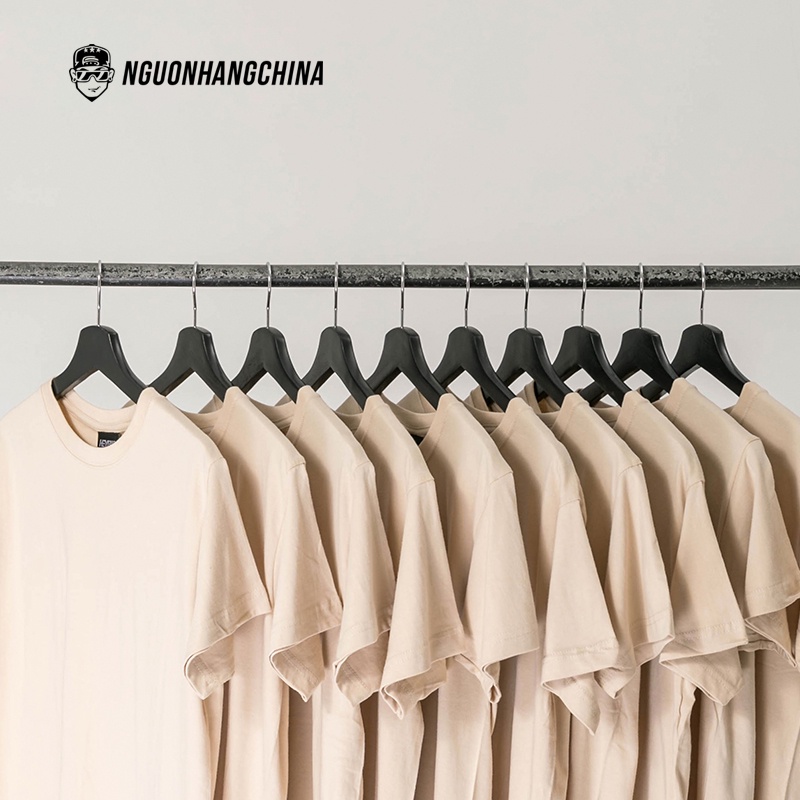 Áo phông Nelly Heybig tay ngắn basic trơn màu be chất cotton 100%