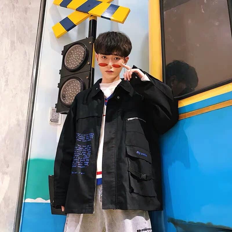 [HCM]Áo Khoác Kaki Nam Túi Hộp Hàng Cao Cấp [TRẮNG-ĐEN]