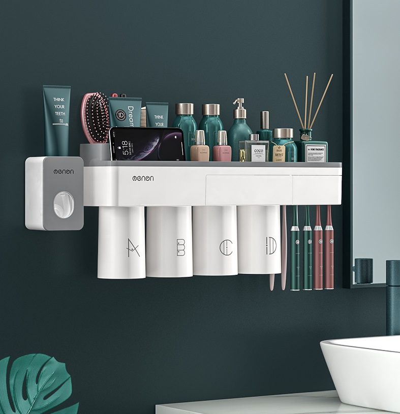 Kệ nhà tắm thông minh OENON kèm cốc hút từ tính, Kệ để đồ phòng tắm lắp đặt dính tường không cần khoan - Bảo Hành 12 Tháng