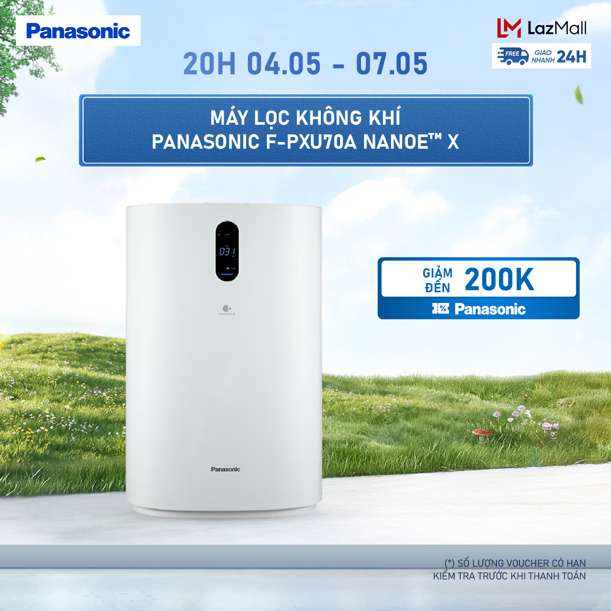 Máy lọc không khí Panasonic F-PXU70A nanoe™ X - Bộ lọc HEPA và Chức năng khử Formaldehyde - Hàng chính hãng