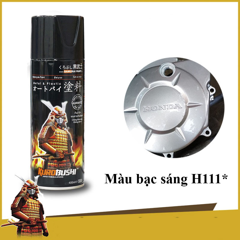 H111 _ chai sơn xịt sơn xe máy samurai h111 màu bạc sáng honda