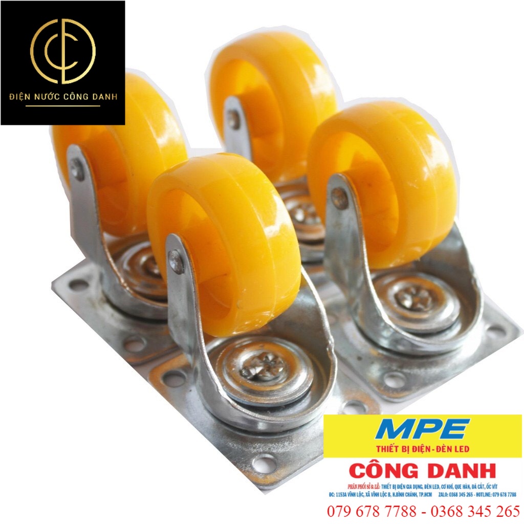 Bánh xe vàng 2 vòng bi nhìu cỡ
