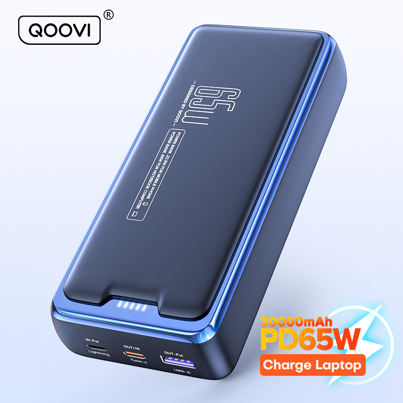 QOOVI PD65w sạc dự phòng 30000mAh dung lượng Ốp tích hợp pin dự phòng sạc nhanh Powerbank xách tay PD QC 3.0 sạc poverbank cho Macbook iPhone 15 điện thoại di động Samsung máy tính xách tay