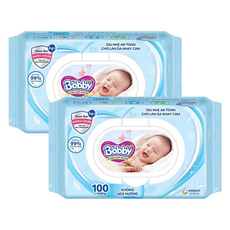 [MKB Gift] Combo 2 gói khăn ướt Bobby - gói 100 miếng