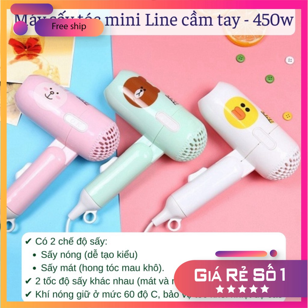 Máy sấy tóc line máy sấy mini 2 chế độ 400w thiết kế nhỏ gọn xinh xắn - máy sấy mini thích hợp đi du lịch công tác