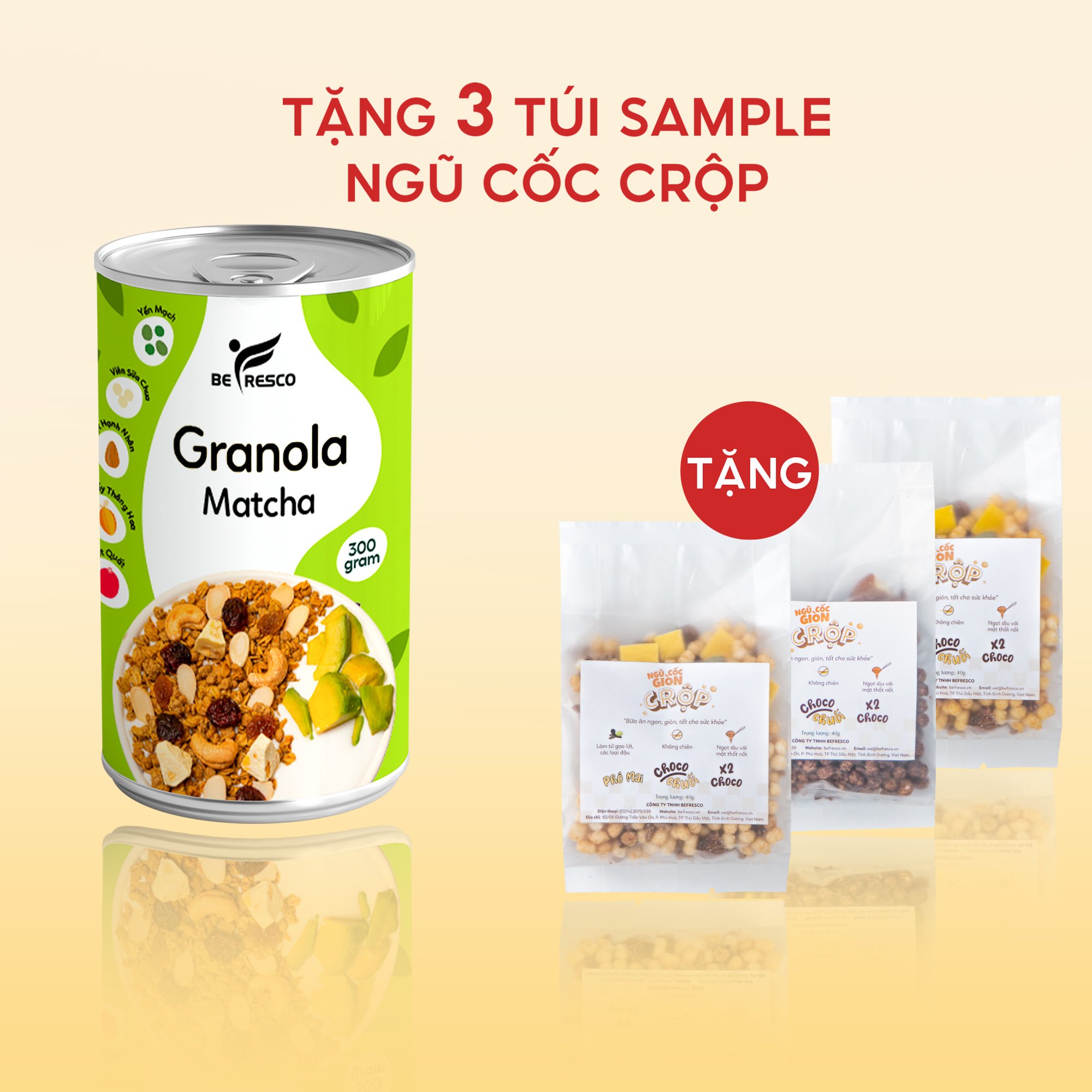 Ngũ Cốc Ăn Kiêng Granola Vị Matcha Mix Sữa Chua Sấy Khô Befresco 300g