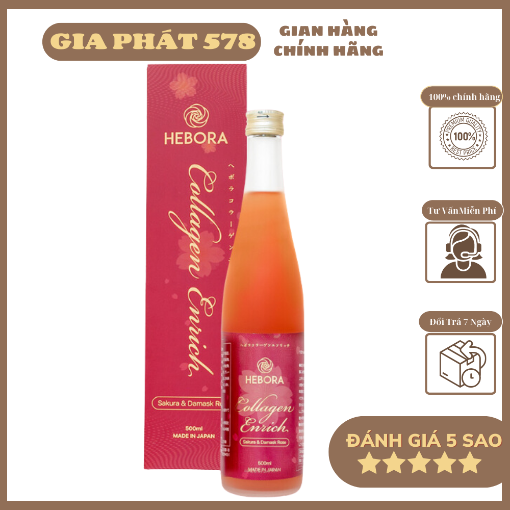 Nước uống Collagen He bora Enrich Giúp Làm Đẹp Da, Thơm Cơ Thể Chai 500ml