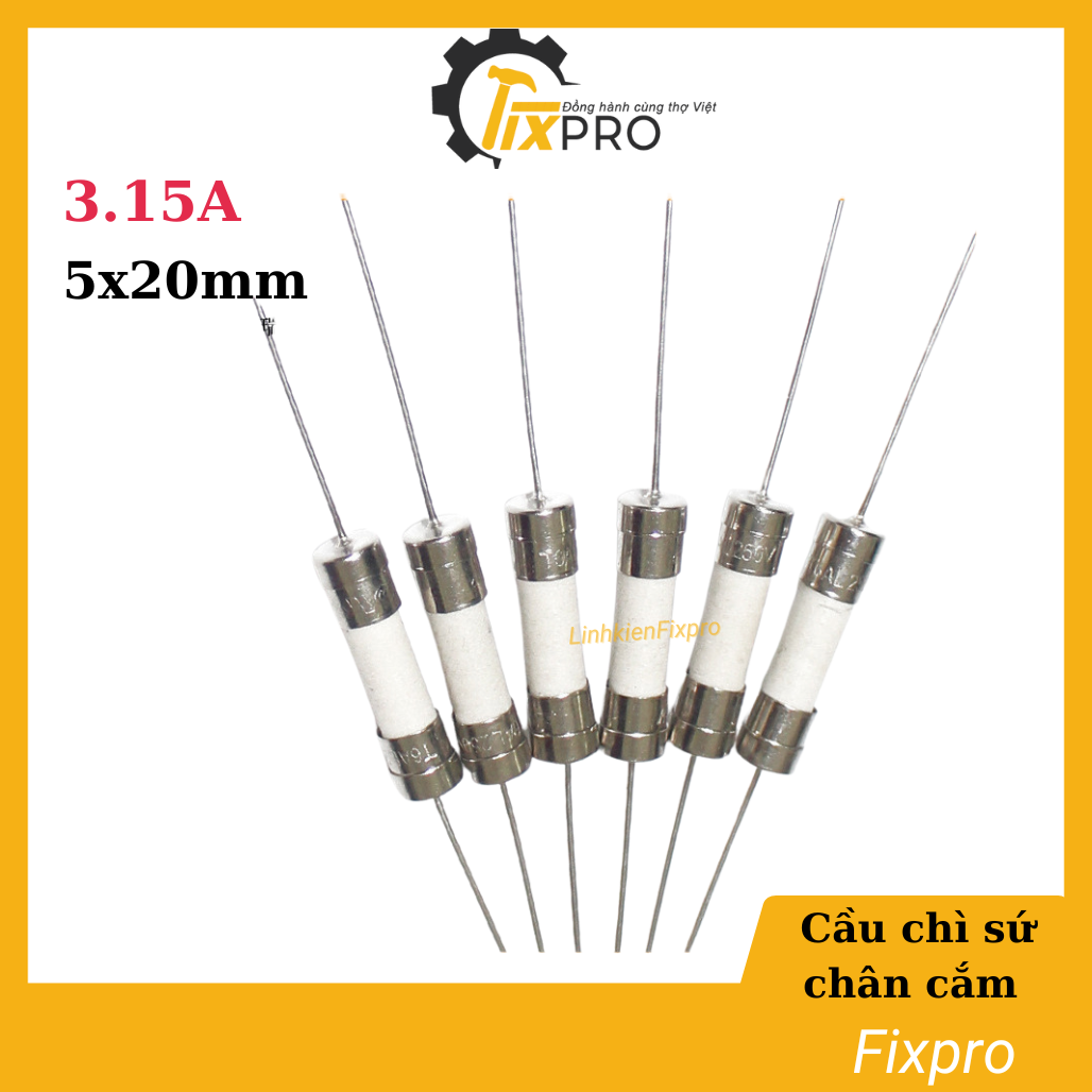 Cầu chì sứ chân cắm 3.15A 5x20mm chất lượng tốt (5 chiếc)
