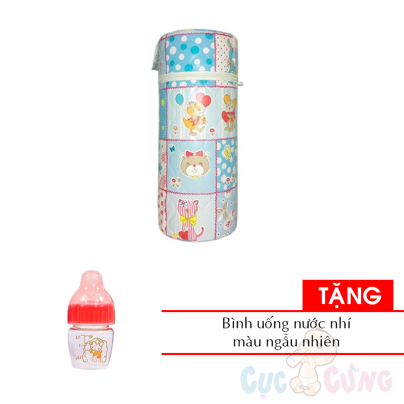 Ủ bình sữa cổ thường Hello BaBy - ĐƠN 3 lớp (lõi nhựa) - họa tiết ngẫu nhiên Tặng 1 bình uống nước nhí cho bé màu ngẫu nhiên