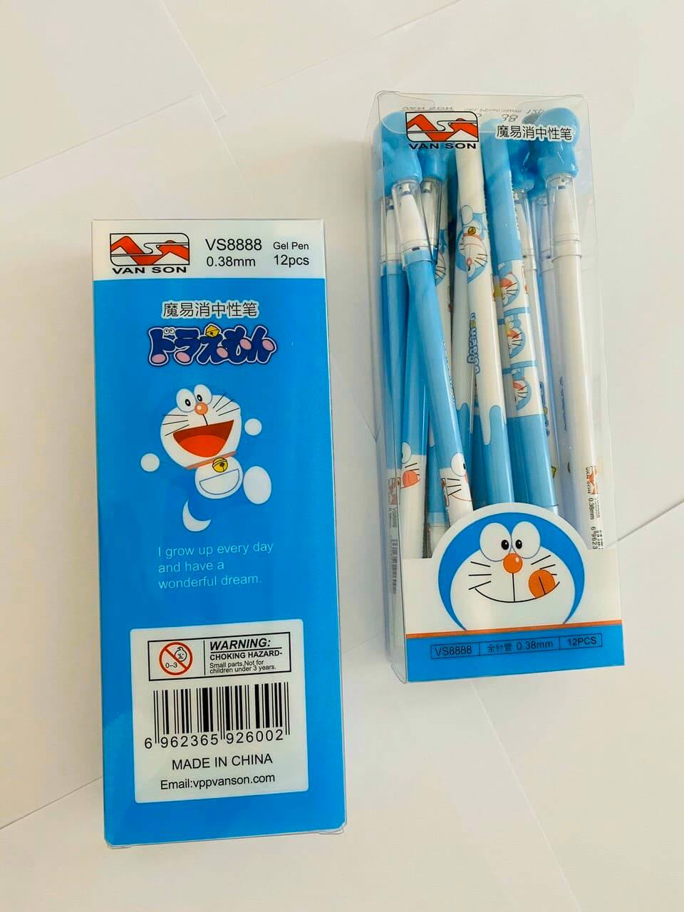 Bút gel tẩy màu xanh và tím