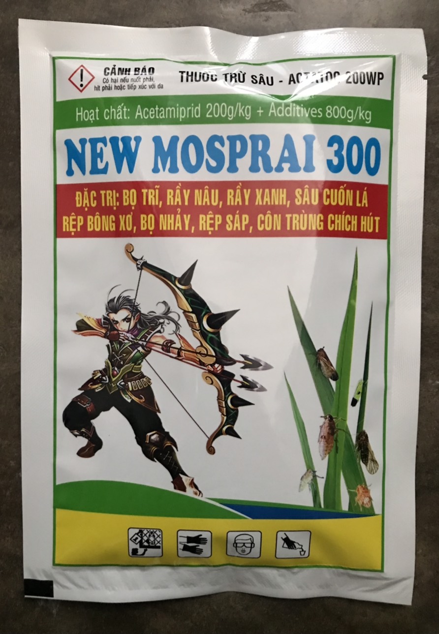 New mosprai 300 gói 100gr trừ bọ trĩ, rầy nâu, rầy xanh, rệp sáp, bọ nhảy, công trùng chích hút