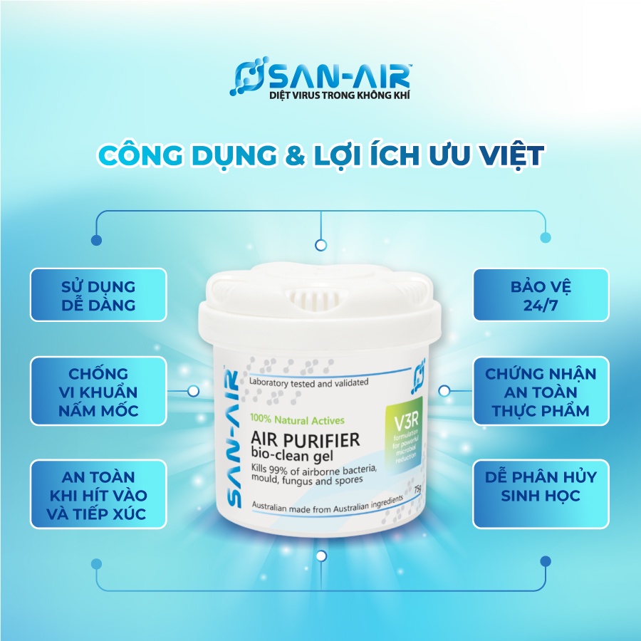 Gel làm sạch không khí sinh học V3R - 75g - SAN-AIR AIR PURIFIER BIO-CLEAN V3R GEL (75G)