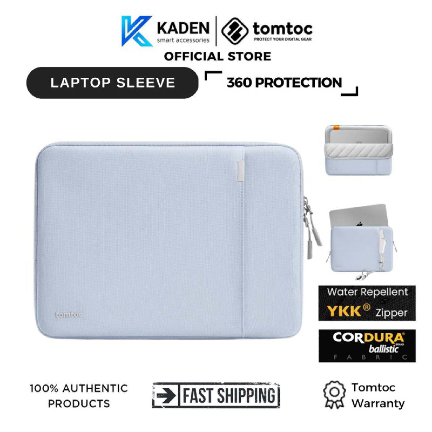 Túi chống sốc TOMTOC (USA) 360° Protective MACBOOK 13/13.3/15/16"-MIST BLUE-A13- Hàng Chính Hãng