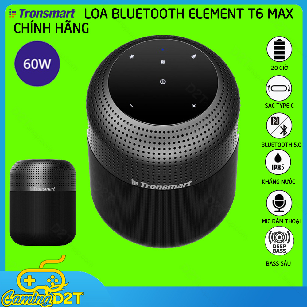 Tronsmart T6 Max | BẢN CAO CẤP | Loa Bluetooth 5.0 công suất 60W bass sâu và trầmđiều khiển cảm ứng TWS 2 loa được
