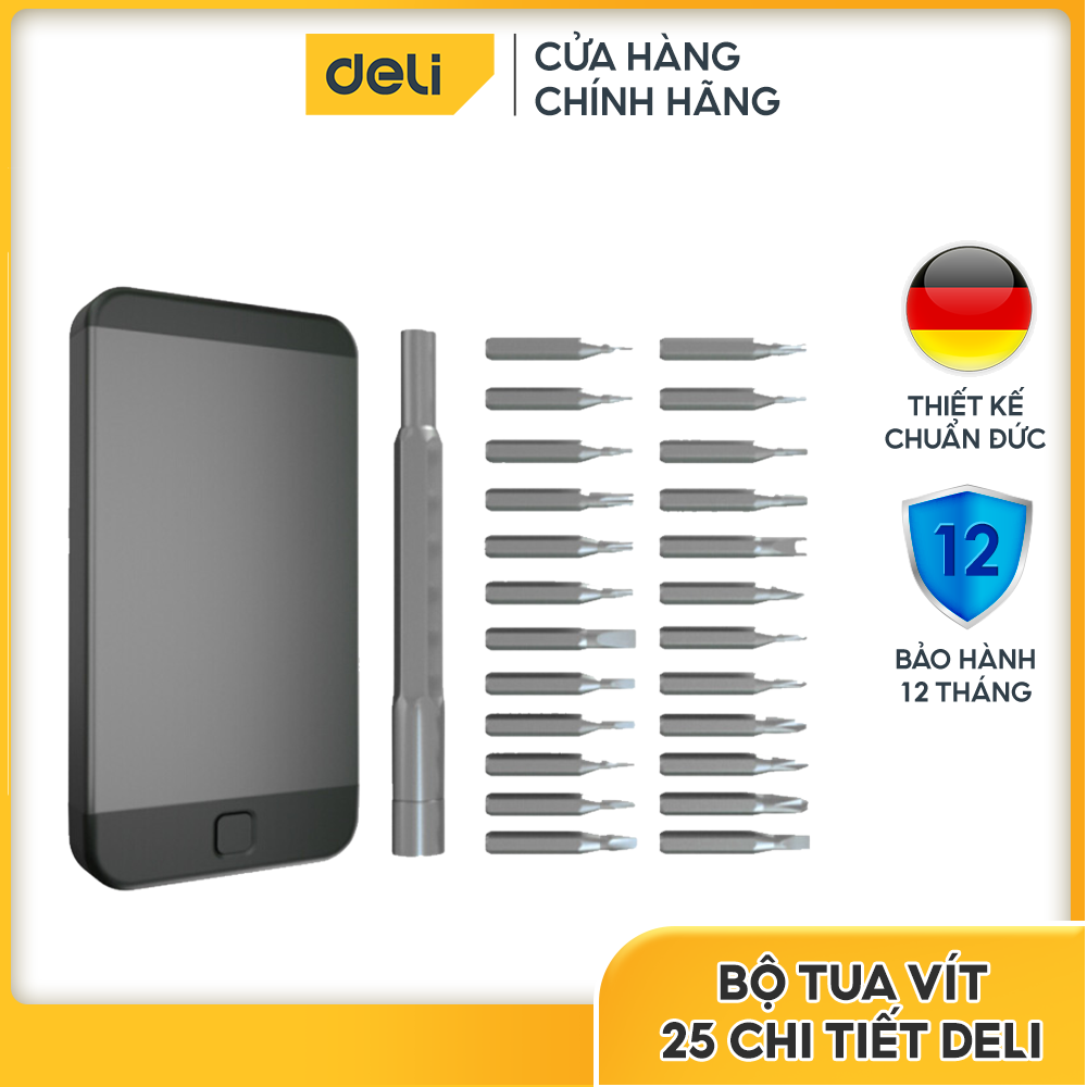 Bộ tua vít đa năng 25 chi tiết chuyên sửa chữa thiết bị điện tử Deli DL3525 - Cam kết chính hãng - Bảo hành 12 tháng 1 đổi 1