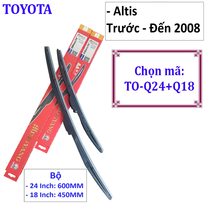 Bộ 2 thanh gạt nước mưa ô tô đa năng Nano cao cấp dành cho hãng xe Toyota: Camry-Altis-Yaris-Fortuner-Vios-Hilux-Innova-Land Cruiser-Avalon-Previa
