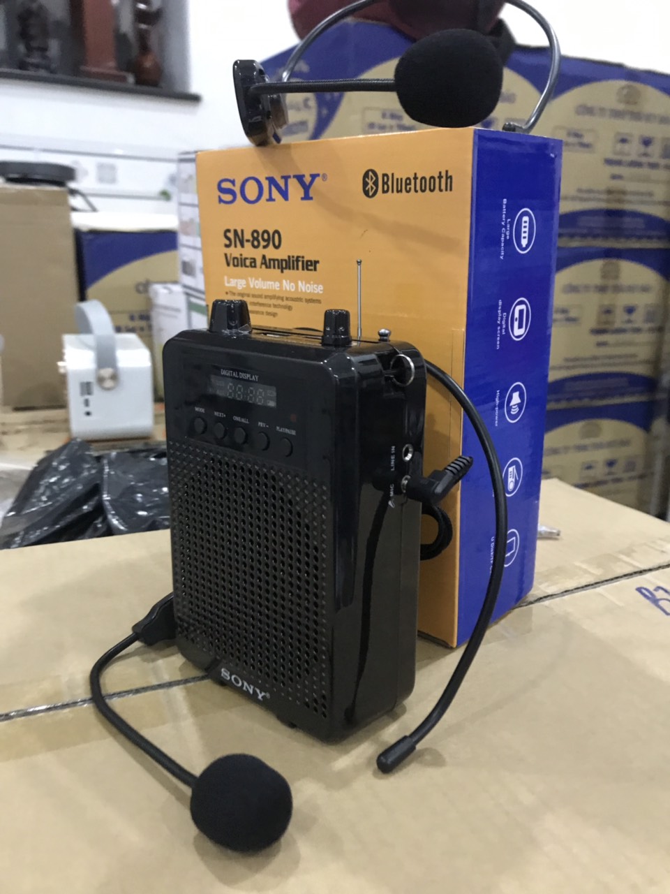 Loa trợ giảng không dây sn890, 2 micro, bluetotoh, usb, thẻ nhớ tf, đài fm