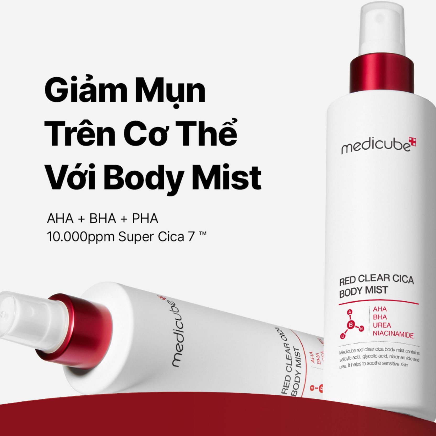 Xịt dưỡng thể cho da mụn Medicube Red Clear Cica Body Mist 200ml Làm Dịu Da Giảm Mụn Lưng Dưỡng Ẩm Dịu Nhẹ