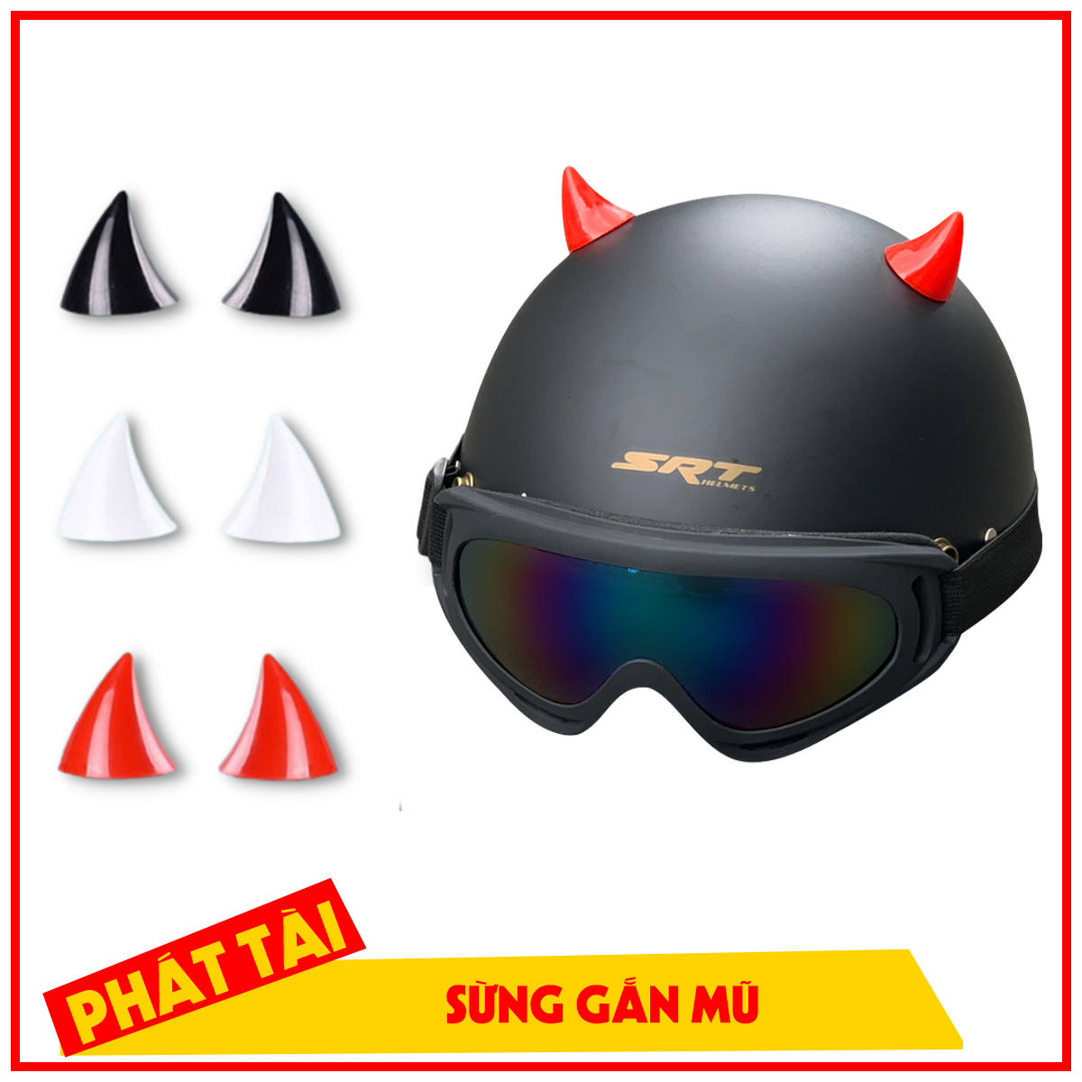 Sừng nhọn gắn mũ bảo hiểm siêu xinh - Phụ kiện độc mũ bảo hiểm