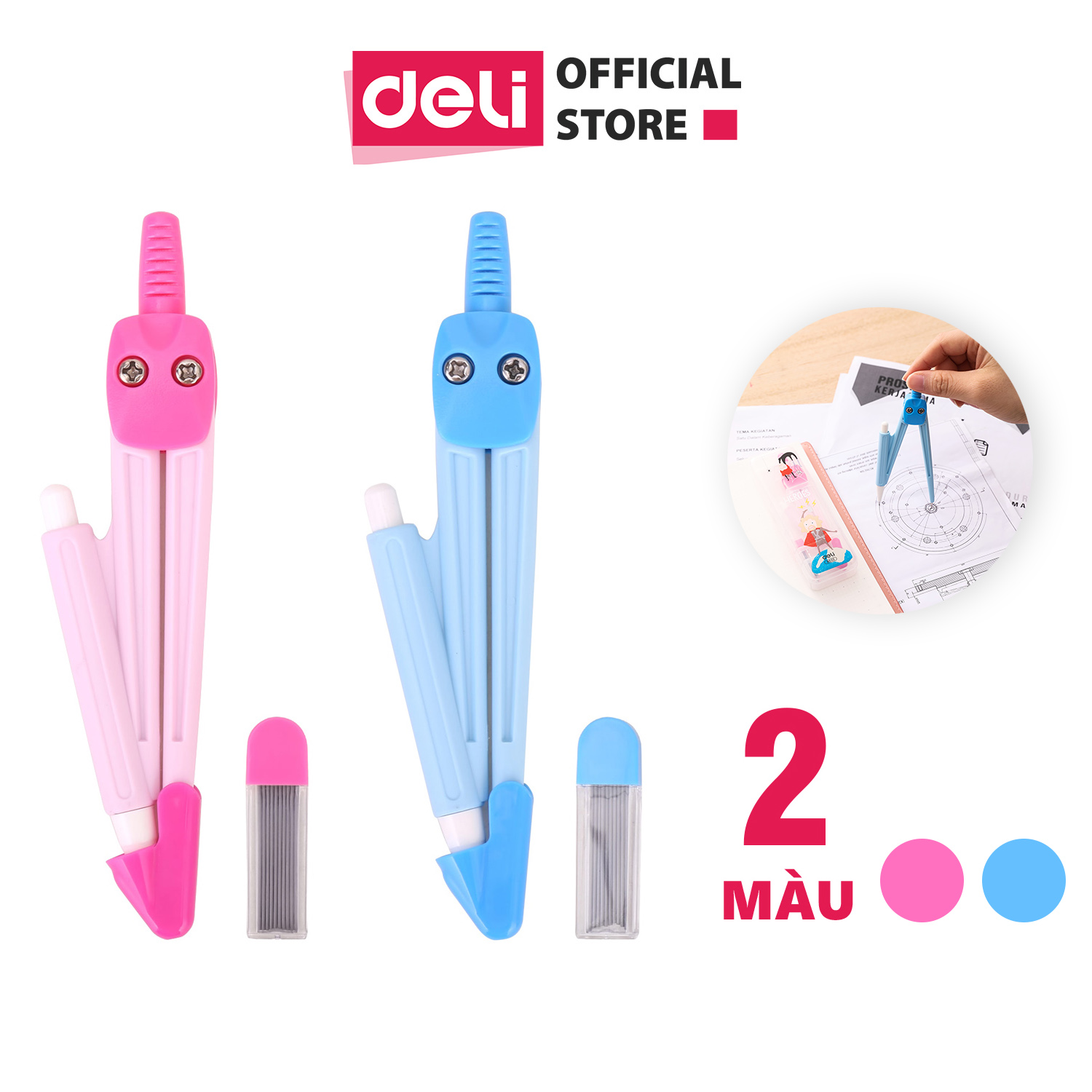 Compa deli, -hồng/xanh - 1 hộp - e8622