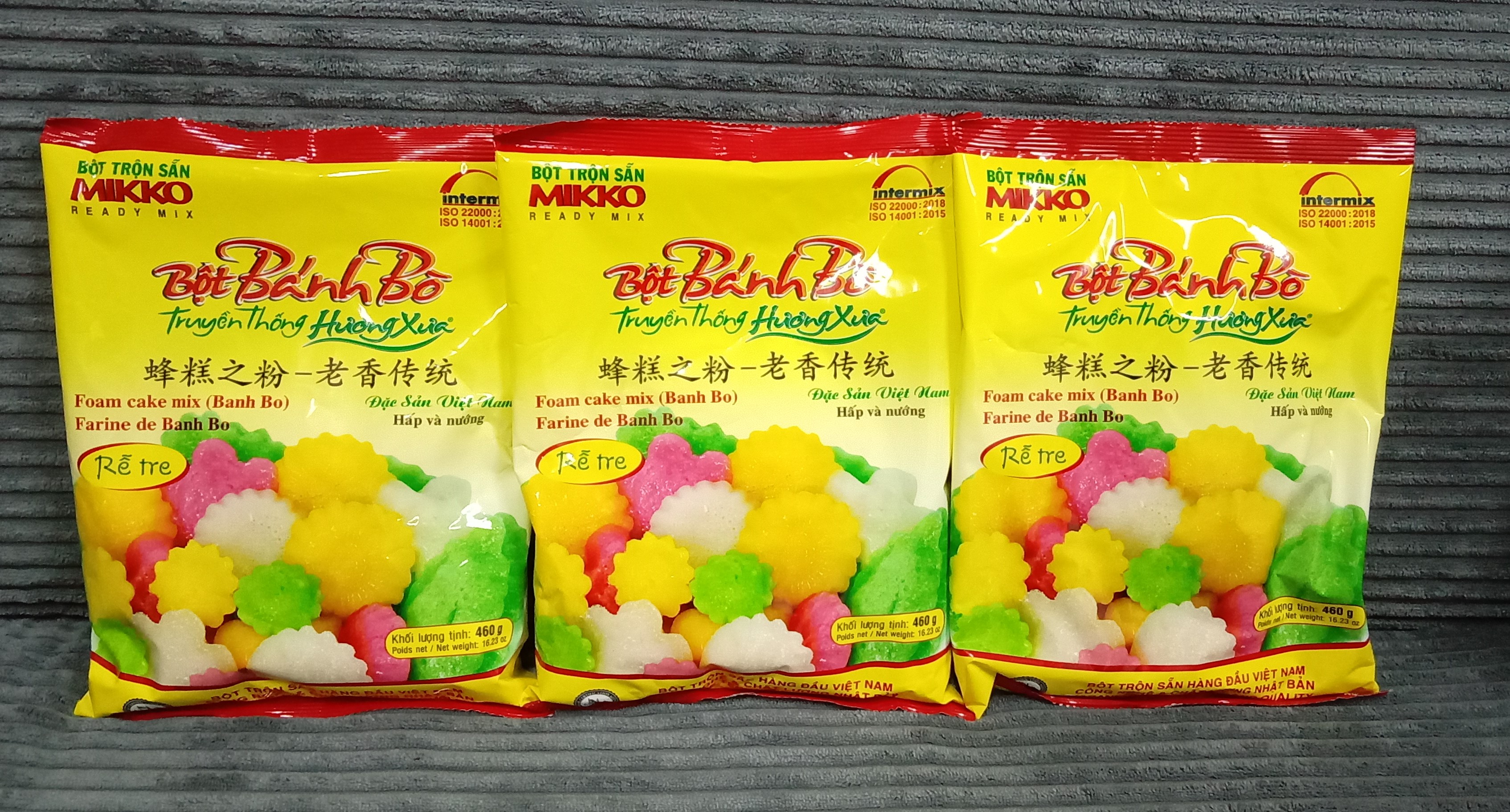 Combo 3 gói bột bánh bò rể tre Mikko hương xưa 460g.