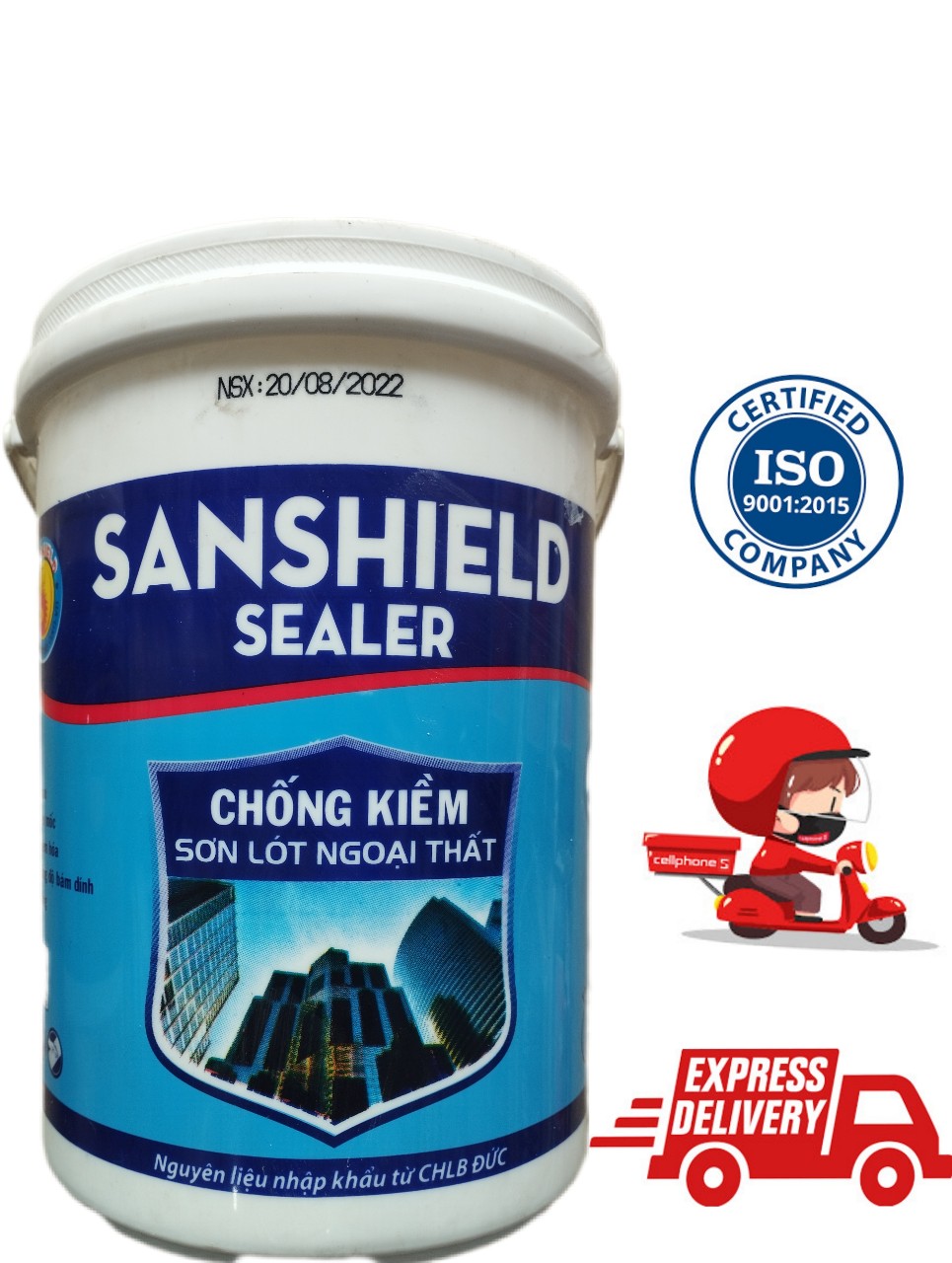 [HỎA TỐC 2H] 7KG Sơn lót SANSHIELD công nghệ từ Đức , chống kiềm 2IN1 , giúp chống thấm, chống bong tróc, chống phai màu....