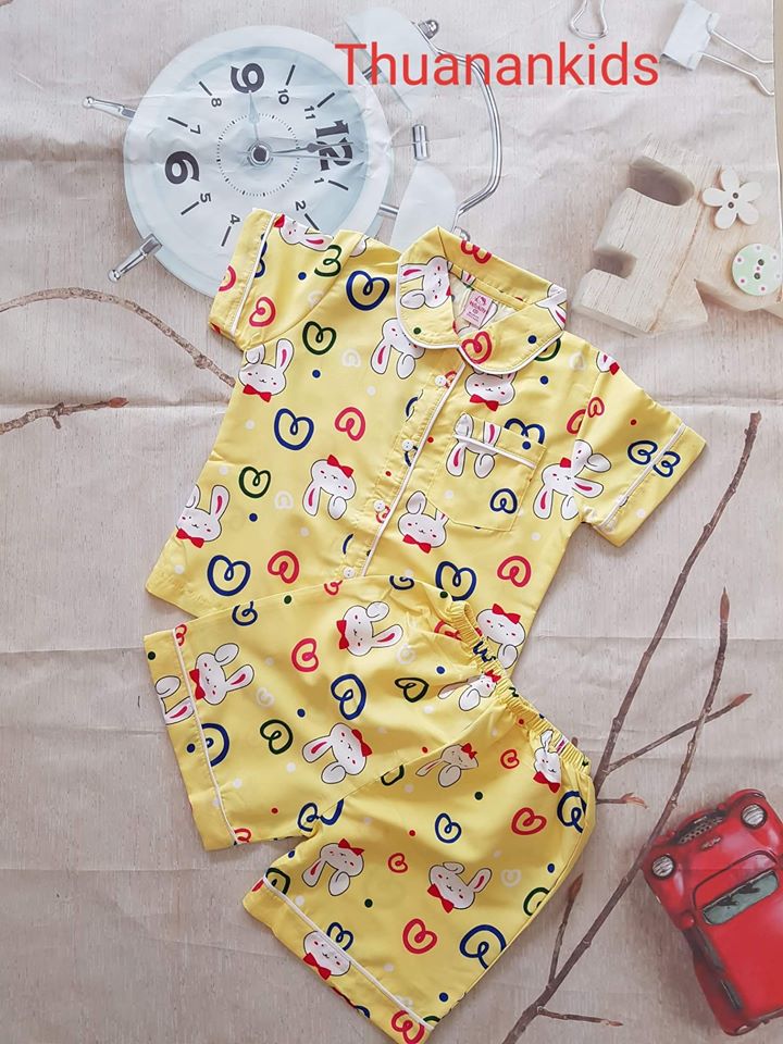 Bộ Pijama tai thỏ ngắn tay cực xinh cho bé gái