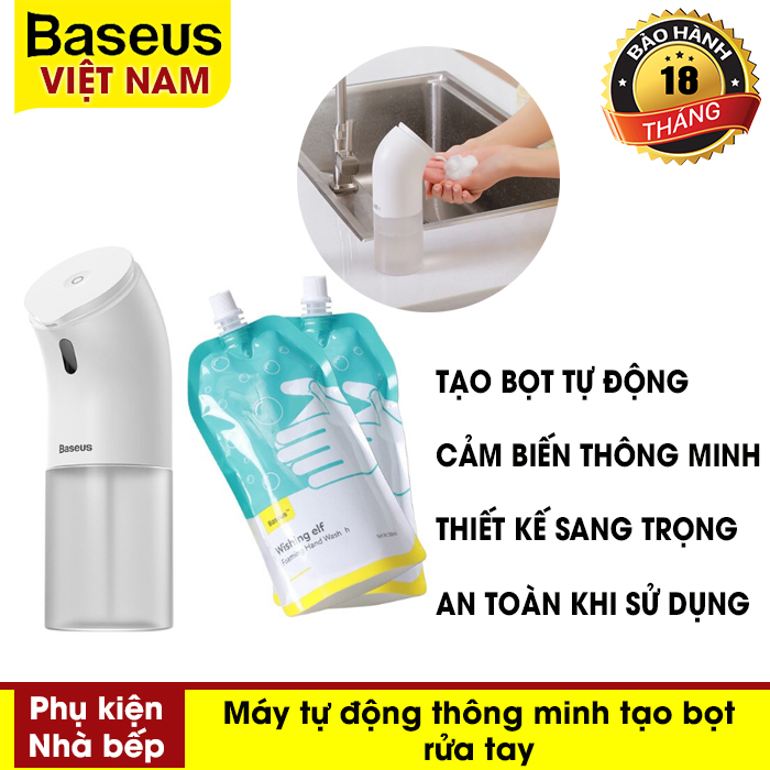 Bình đựng xà phòng Baseus Minipeng Hand Washing Machine thông minh tạo bọt rửa tay tự động  tiện lợi trong nhà bếp phòng tắm - Phân phối bởi Baseus Vietnam