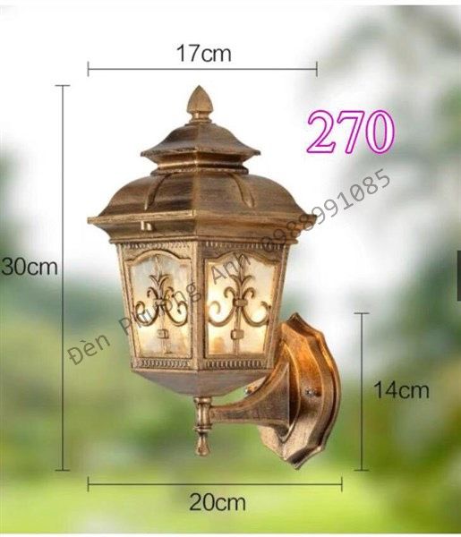 Đèn chùa đồng gắn tường trụ cổng trang trí ngoại thất sân vườn, cổng ra vào cổ điển sang trọng mã 270 - Đèn Phương Anh