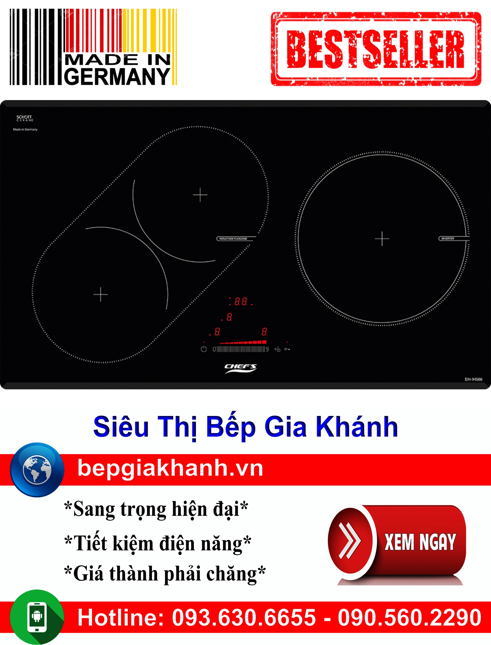 [HCM]Bếp từ Chefs EH IH566 nhập khẩu Đức bếp từ bếp điện từ bếp từ đôi bếp điện từ đôi bếp từ giá rẻ bếp điện từ giá rẻ bếp từ đơn bep tu don bep tu