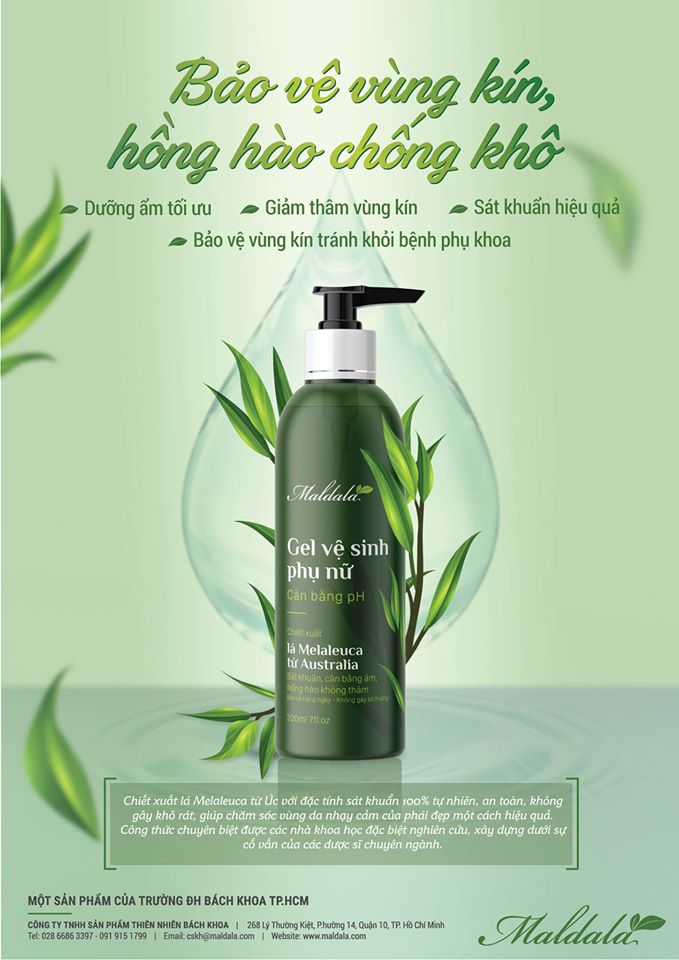 GEL VỆ SINH PHỤ NỮ CAO CẤP MALDALA  ĐẠI HỌC BÁCH KHOA 200ml