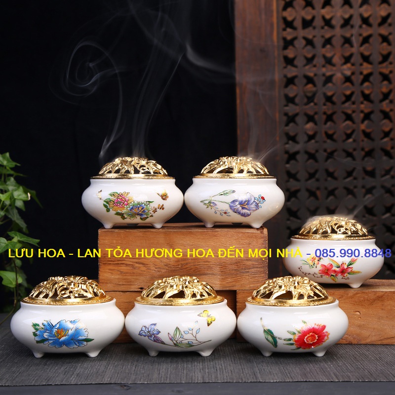 Lư xông trầm, Lư Đốt Trầm Men Rạn Ngọc Cao Cấp, Lư đốt trầm gốm sứ tinh xảo