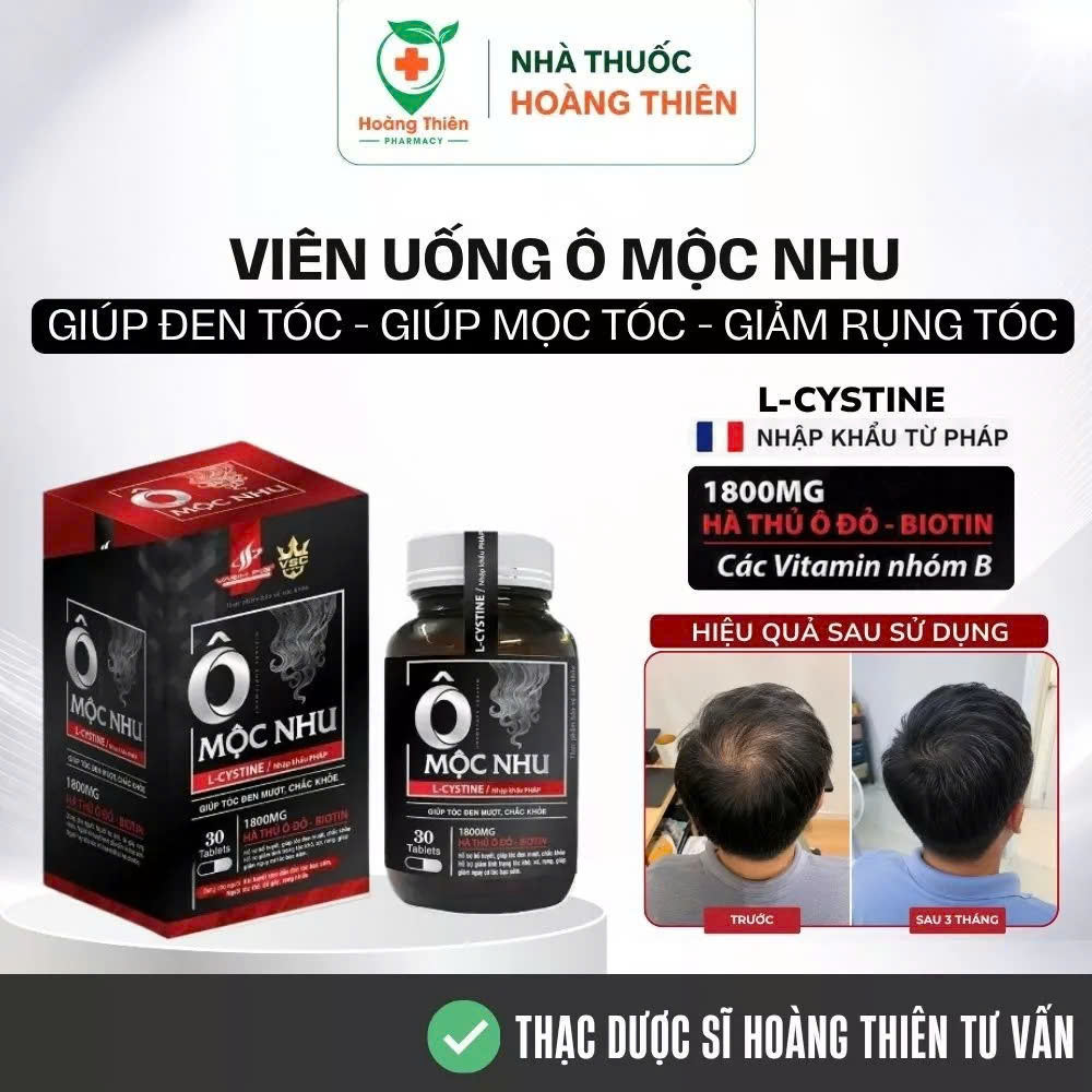 VIÊN ĐẸP TÓC LÀM ĐEN TÓC Ô MỘC NHU L CYSTINE NHẬP KHẨU PHÁP - Giúp Mọc Tóc, Đen Tóc, Giảm giảm tóc