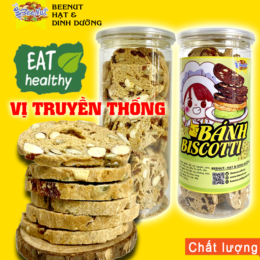 Biscotti vị truyền thống 400g - bánh biscotti nguyên cám, bánh ngũ cốc ăn kiêng - beenut